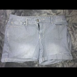 striped jean shorts